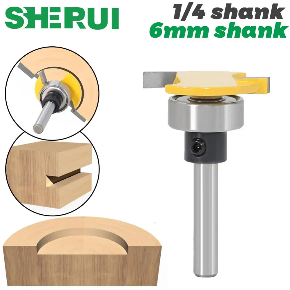 6mm 1/4in shank Handle belt bearing T Cutter Slotting Router Bit Carpenter\'s Notch Knife Woodworking Tool