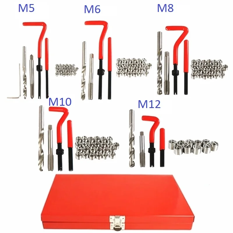 131 pcs M5 M6 M8 M10 M12 Car Engine Block Restoring Damaged Thread Repair  Tool Kit for Helicoil Car Repair Tools Coarse Crowbar