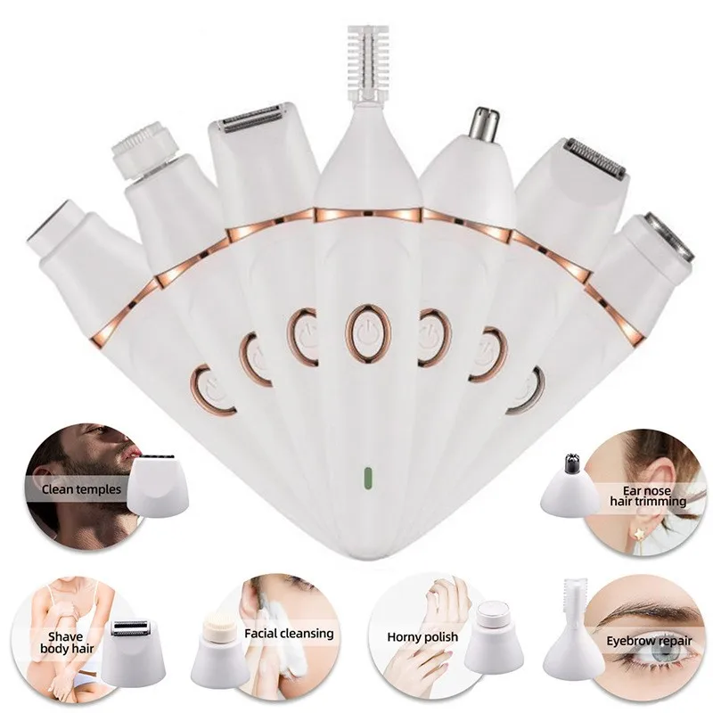 

7 In 1 Shaver Painles Hair Removal Epilator Shaving Machine Face Beard Eyebrow Nose Trimmer Body Bikini Electric Razor For Women