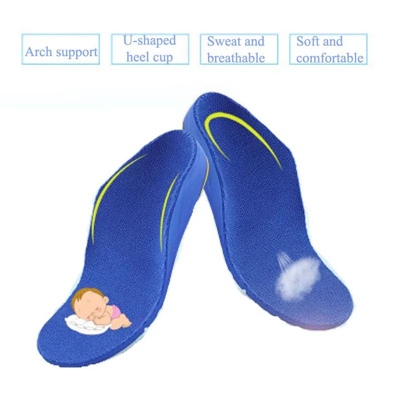 Ortoluckland Orthotic Insoles Children Corrective Flatfoot Soft Arch Support Pads For Kid Boys' Walking Shoes Toddler Sneakers