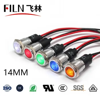FILN โลหะ 10 มม.12 V 24 V 220 V สีแดงสีน้ำเงินสีเขียวสัญญาณไฟคุณภาพสูง 110 โวลต์ LED ไฟ soldering PIN