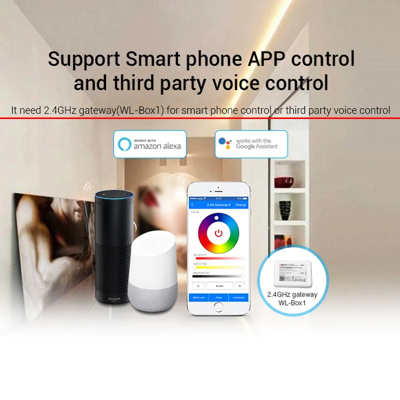 AC180 ~ 240V 100W 5 In 1 Led Controller Ingebouwde Voeding 2.4G Rf/wifi/App/Voice Control Voor DC24V Rgb Rgbw Rgb + Cct Led Strip