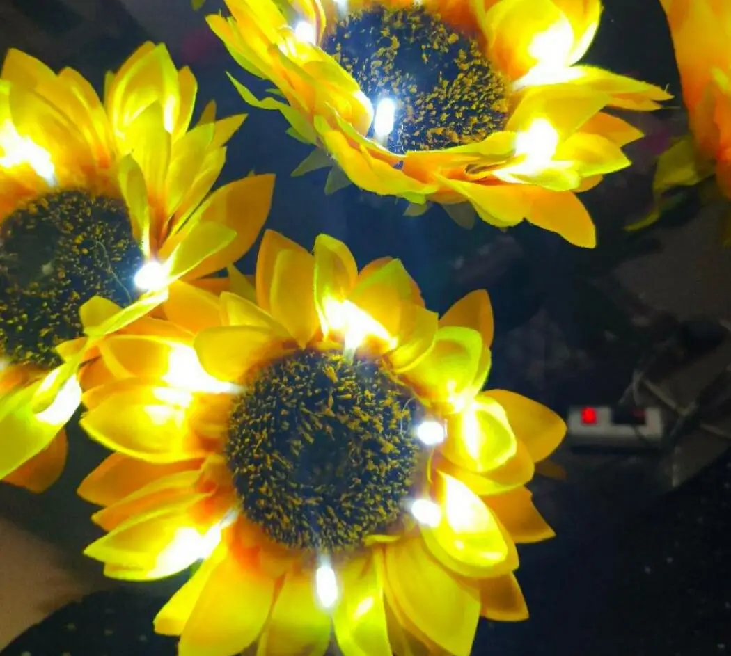 MEMEOKON LED Sunflower flower lantern Lawn Garden stake Lights Outdoor Yard Decoration Buried Lantern Landscape Lighting