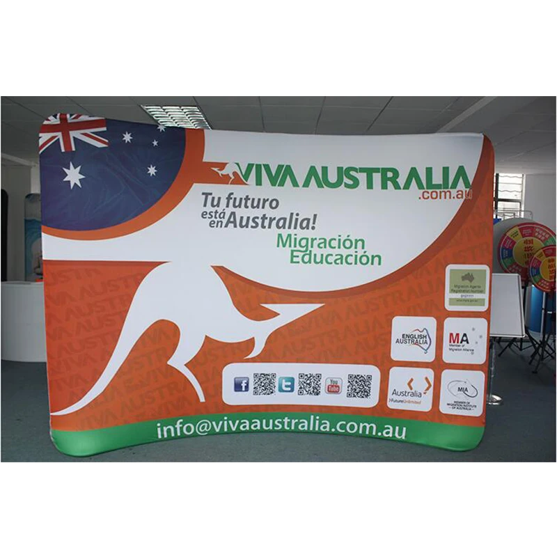 Free Shipping 3*4 Fabric Backpdrop Show Arc Corners Tension  With Aluminum Frame,Exhibition Advertising Backwall Display