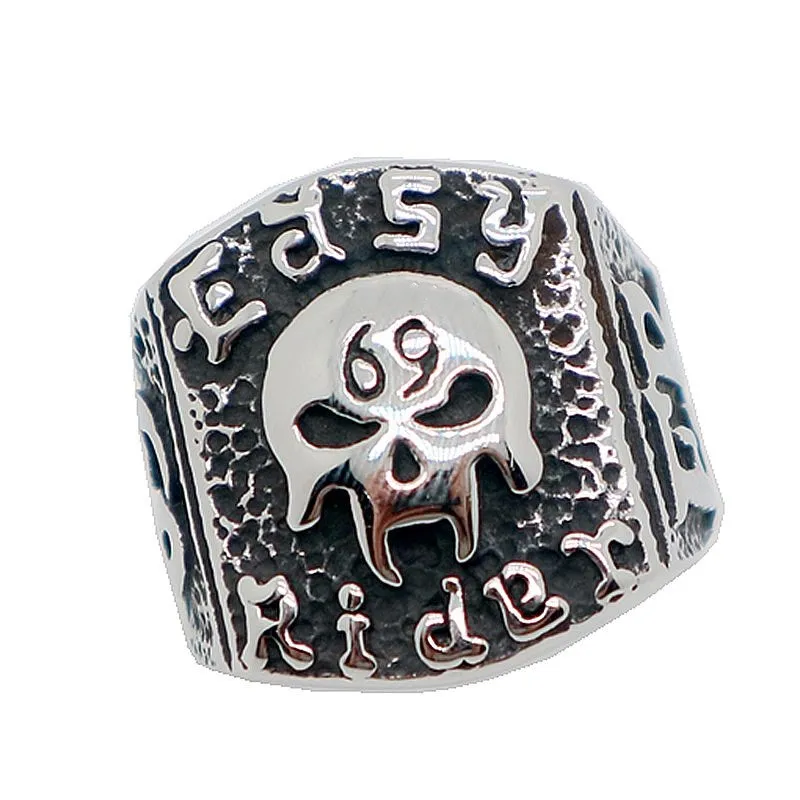 Newest Unisex 316L Stainless Steel Easy Rider 69 Skull Ring