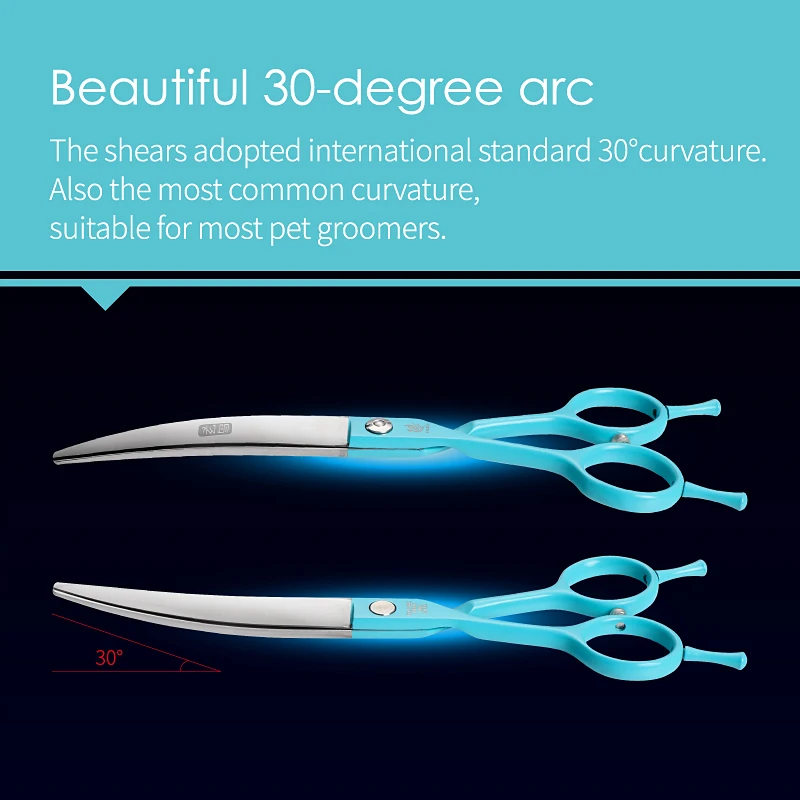 Fenice Professional Left Hand 6.5 Inch Curved&Straight Pet Dog Grooming Scissors Shears Pet Trimming Scissors Dogs Products