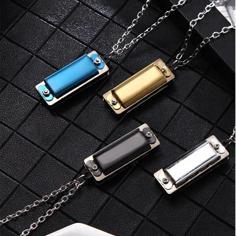 30 Pcs/50 Pcs Personalized Long Sweater Chain Jumping Cool Couple Pendant Mini Harmonica Custom Logo Party Gift