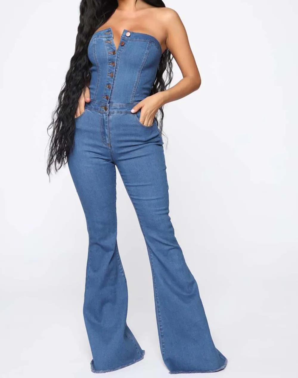 

Women Summer Blue Sexy Plus Size Sleeveless Slim Denim Jumpsuit Pants Playsuit Female Casual Oversized Jeans Romper Overalls