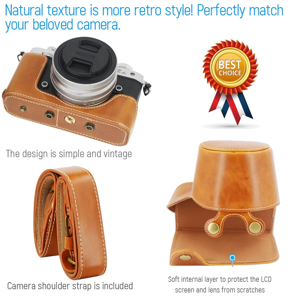 بو الجلود كاميرا رقمية غطاء حقيبة مع حزام لنيكون Zfc/ZFC