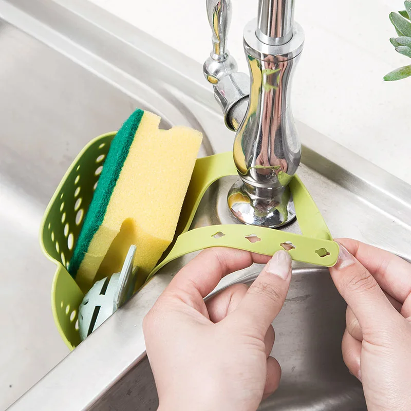 Practical Sink Sponge Holder Plastic Sink Drain Drying Rack Suction Cup Dish Clothes holder for Scrubber Soap Storage Drain Rack