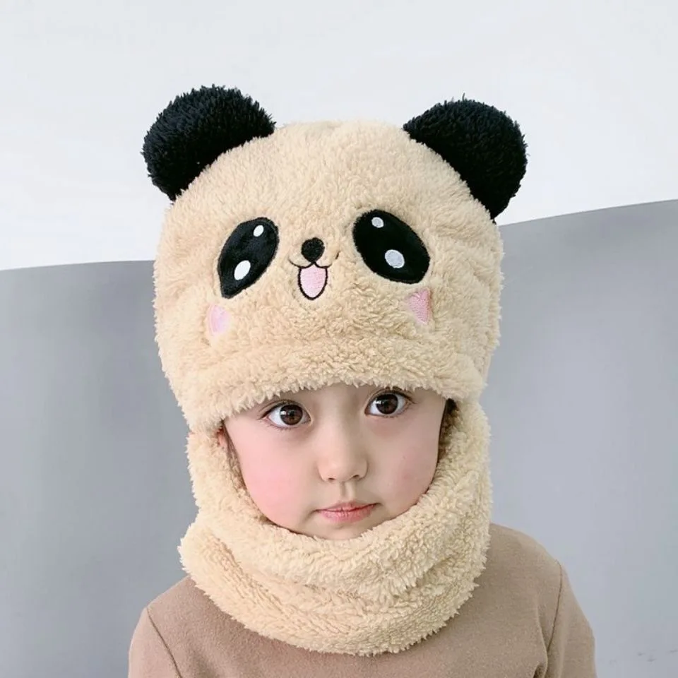 

Children's hats autumn and winter warm hats Cute stuffed turtleneck for boys and girls Baby cap and neck pose A plush warm hat