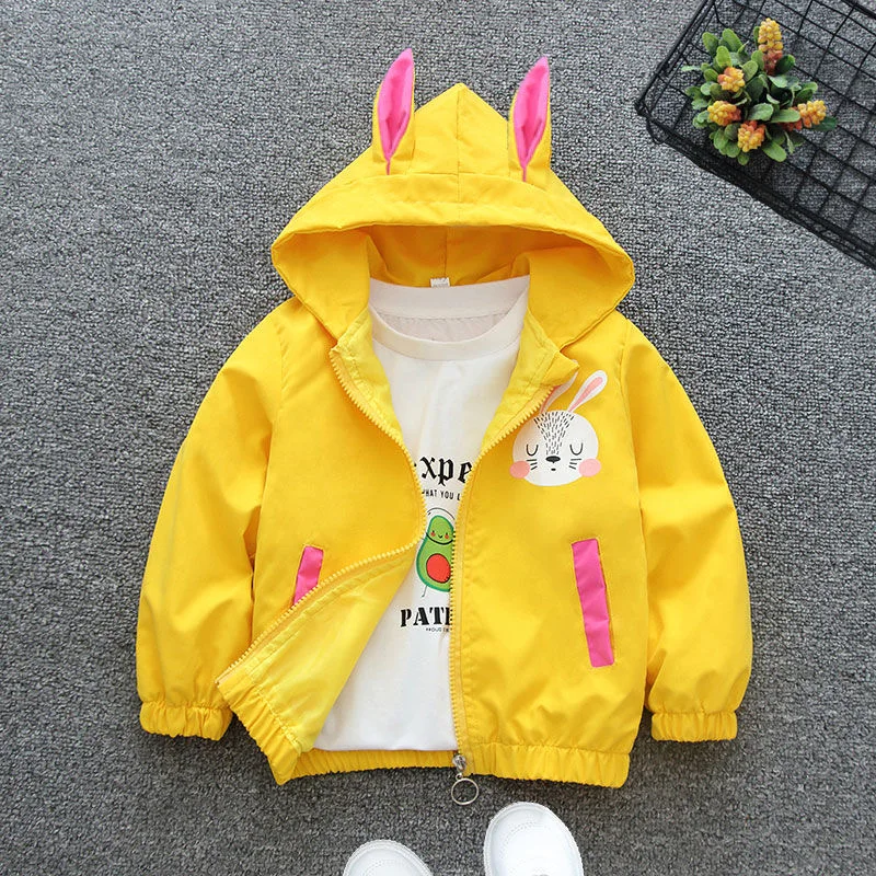 Cute Rabbit Baby Girls Jacket Spring Autumn Christmas Outerwear Hooded Casual Zipper Boys Coat 1 2 3 4 5 6 Years Kids Clothes