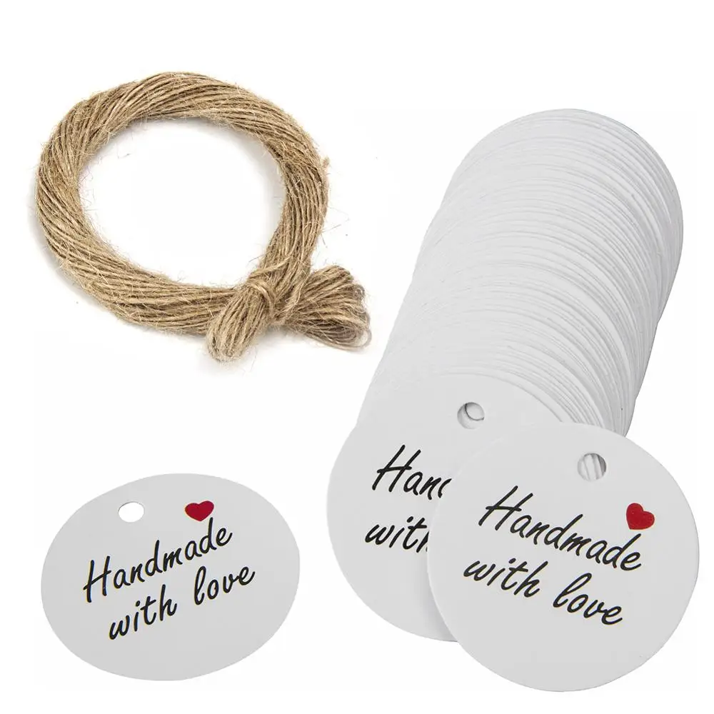 100 Stück Kraftpapier-Geschenkanhänger „Danke, dass Sie mit uns feiern“-Etiketten, handgefertigt, für Hochzeit, Party, Dekoration, Verpackung, Hängepapier – Detail 7