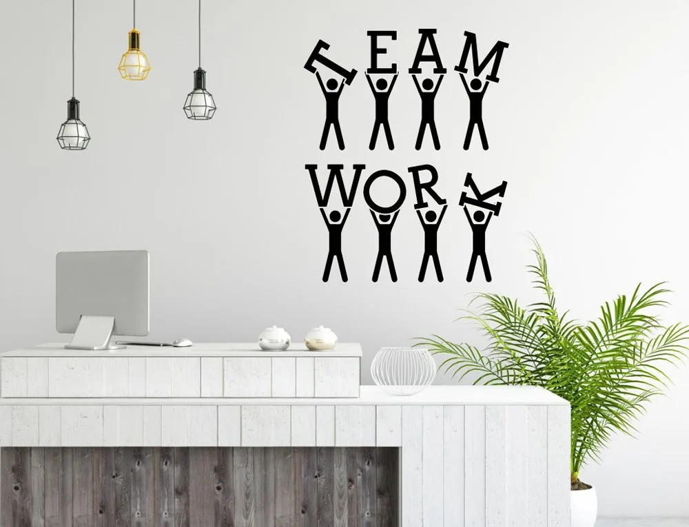 Team Work Office Wall Work Idea Vinyl Sticker Mural Quote Business Wall Decal Waterproof Removable Art Wall Sticker B020