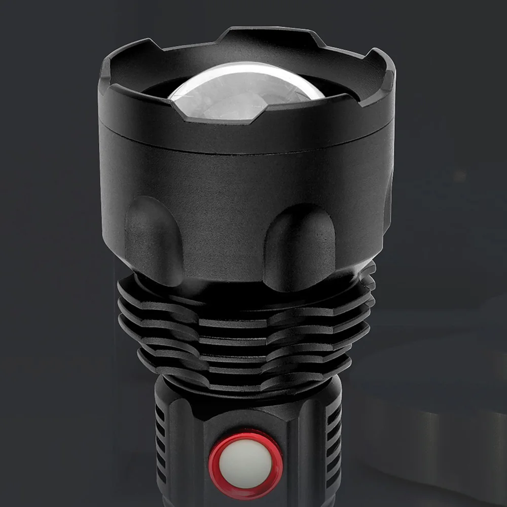 Potente linterna LED con 4 núcleos P70 lámpara con zoom 5 modos de iluminación soporte de antorcha LED para lámparas de caza de carga Mircro