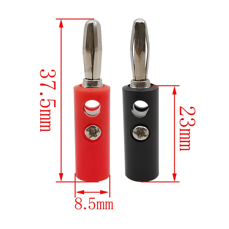 5Pairs 4mm Banana Plug Screw Type Banana Plug Male Connectors Audio Speaker Wire Cable Connector Red & Black