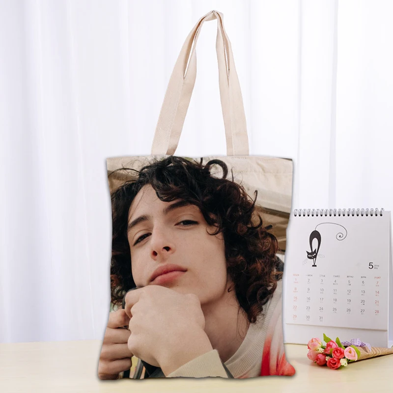 Custom Finn Wolfhard Tote Bag Women Canvas Fabric Bags Eco Reusable Shopping Bags Traveling Beach Casual Useful Shoulder Bag