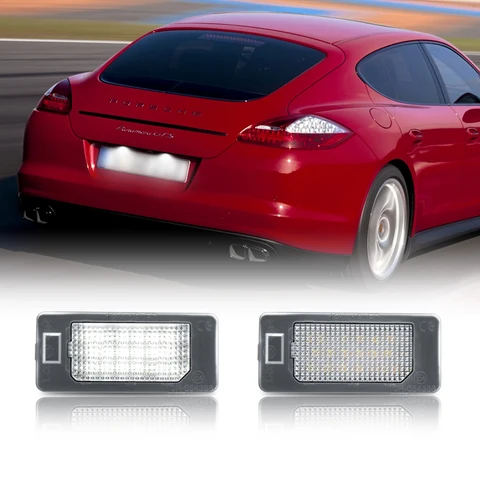2 шт. светодиодных фонарей для подсветки номерного знака для Porsche Panamera 970 2010-2016, задние фонари OEM 8T0943021, без ошибок Canbus, белый цвет, Plug & Play