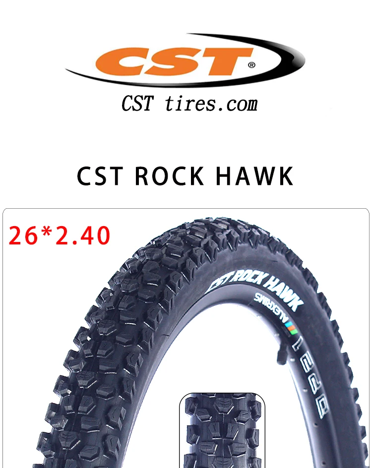 CST ROCK HAWK 26 Zoll Mountainbike-Reifen C1844 Stahldraht 26*2,40 27,5*2,25 MTB Fahrrad Verstärkter Reifen – Detail 1