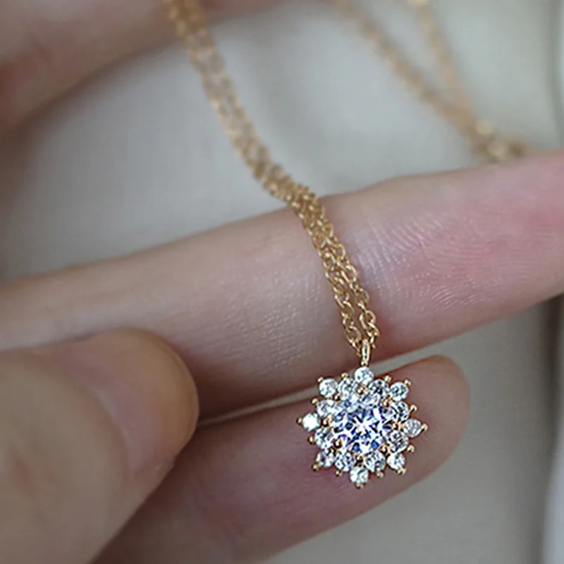 

925 Sterling Silver AAA Zircon Pendants Necklaces Shiny Cubic Zirconia Gift for Women Jewelry Choker Necklace NK065