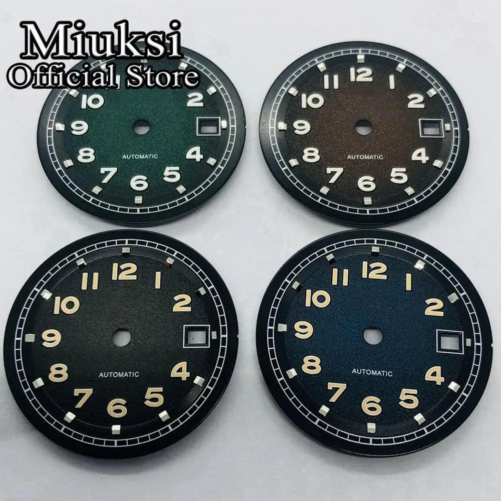 Miuksi 31,5 mm sterylna tarcza świecąca tarcza zegarka pasuje do mechanizmu ETA 2836 2824 Mingzhu DG2813 3804 Miyota 8205 8215 821A Seagull 1612