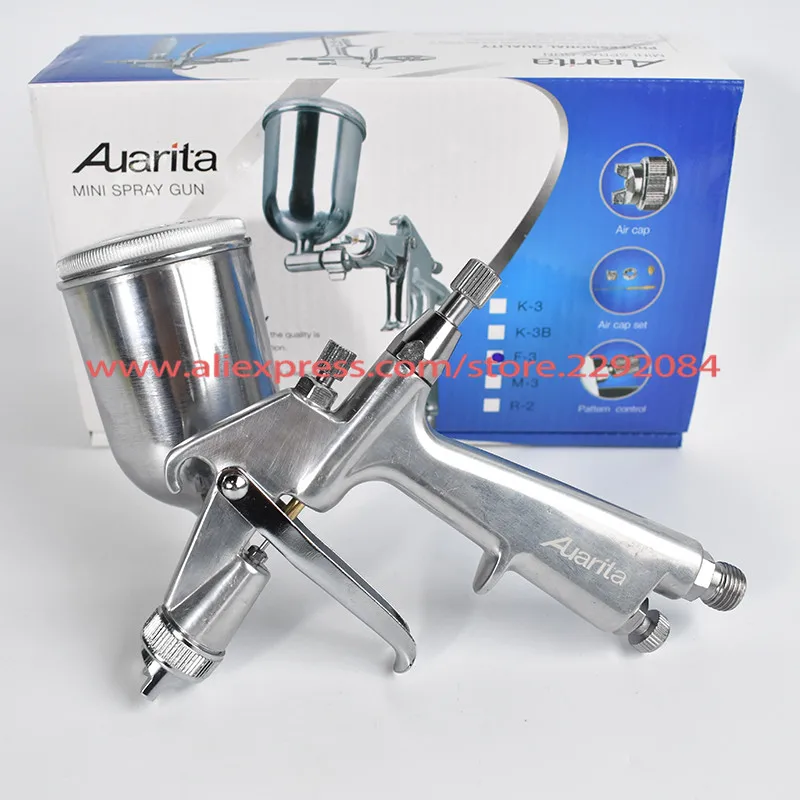 Auarita F-3 HVLP Air Spray Gun Car Finish Painting 1.0mm Nozzle 125cc Cup Gravity Automotive Finishing Coat Surface Paint