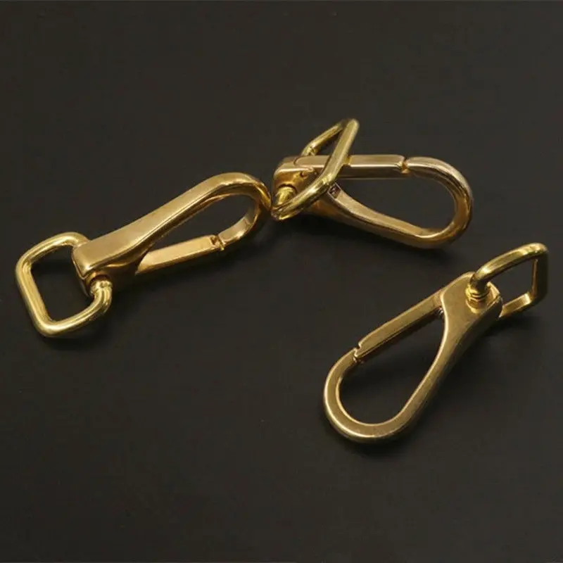 1 piece Solid brass snap hook swivel eye push gate trigger clasp for Leather Craft bag strap belt webbing pet dog leash clip