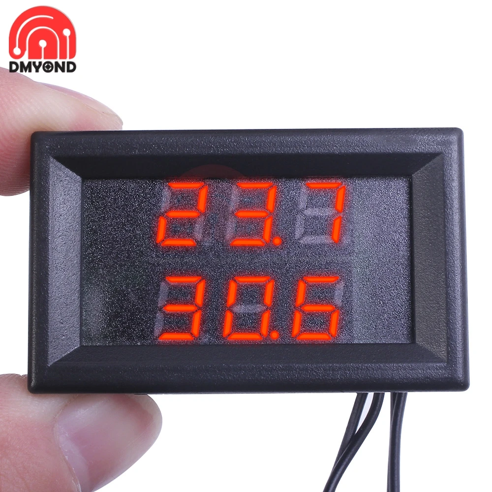 Mini Dual Display Digital Thermometer w/ Dual NTC Waterproof Metal Probe Temperature Sensor Tester for Car Room Indoor