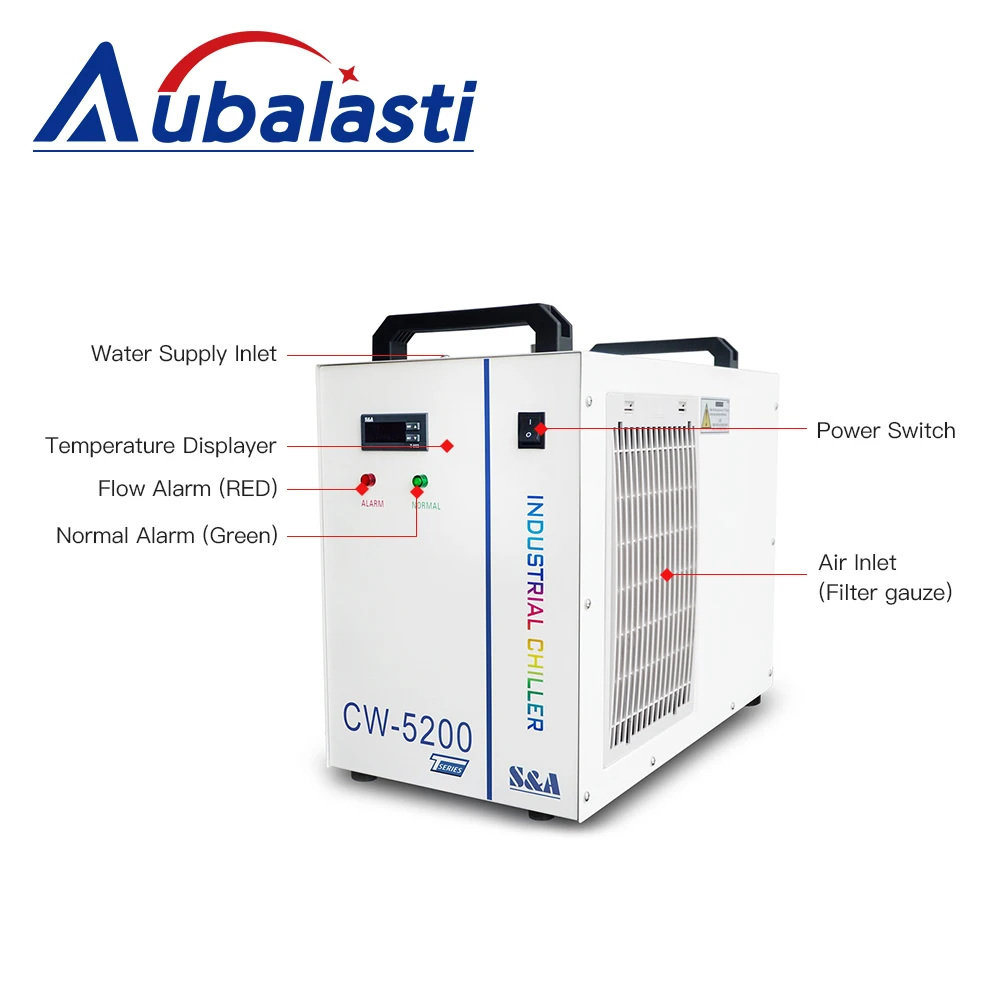 Aubalasti S&A CW5200 CW5202 Industry Water Chiller for CO2 Laser Engraving and Cutting Machine 80w 100w 130w 150w Laser Tube