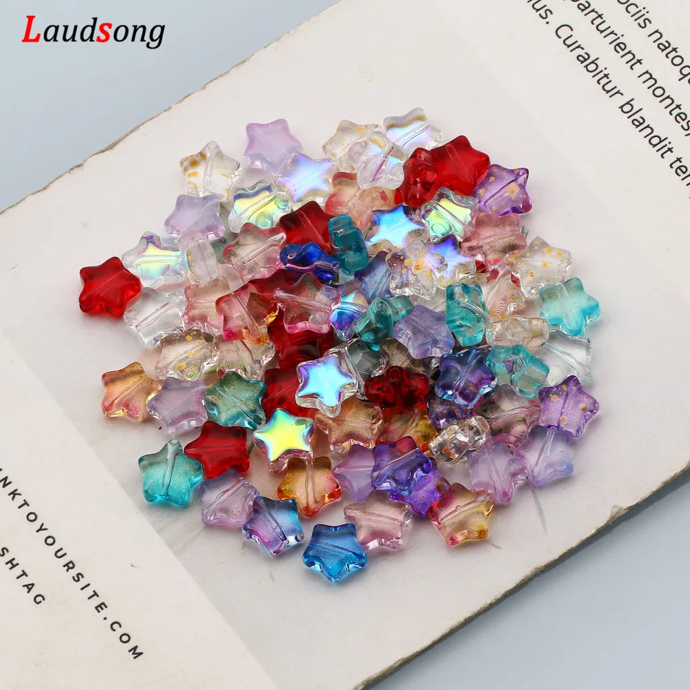 8mm Mixed AB Gradient Star Beads Czech Glass Loose Spacer Beads For Jewelry Making Handmade Necklace Bracelet Diy Accessories