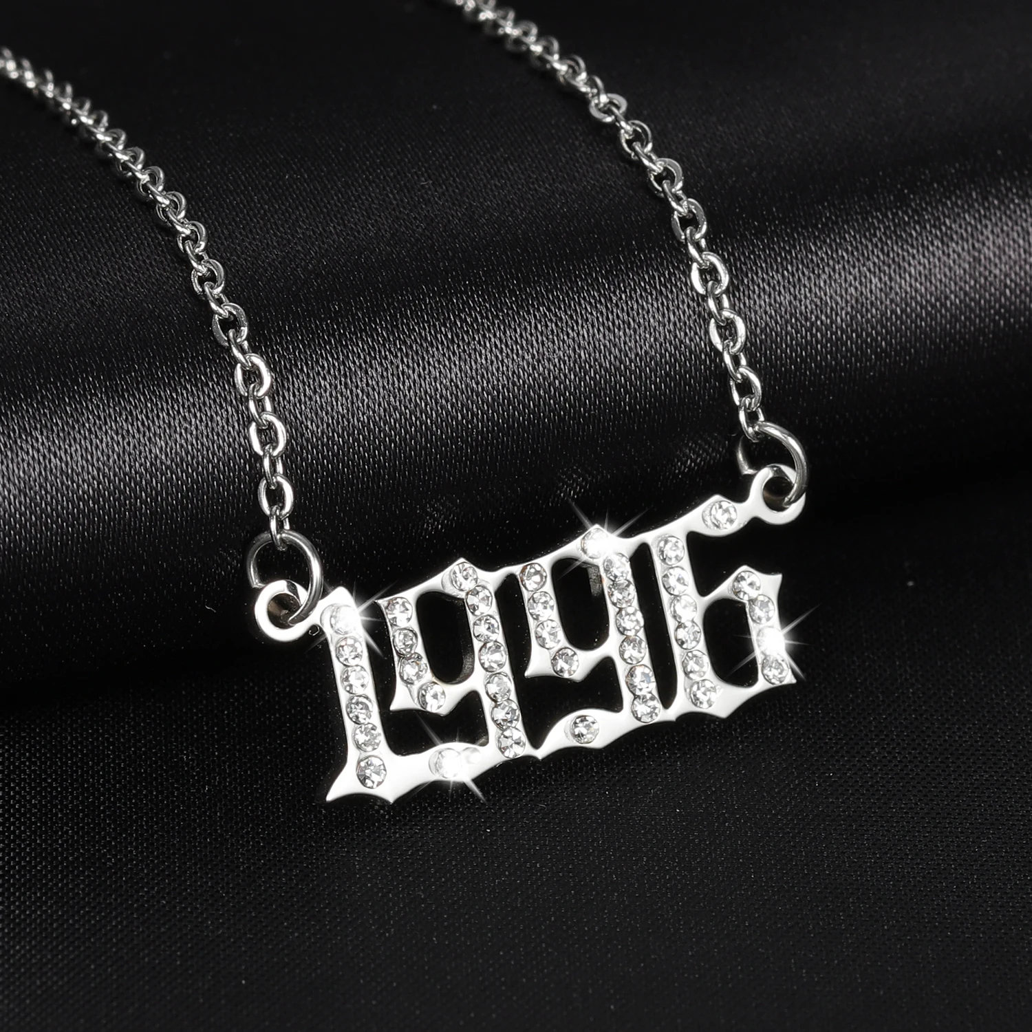 MYDIY Old English Year Necklace Roma Number Date Custom Necklaces & Pendants Stainless Steel Personalized Choker Jewelry