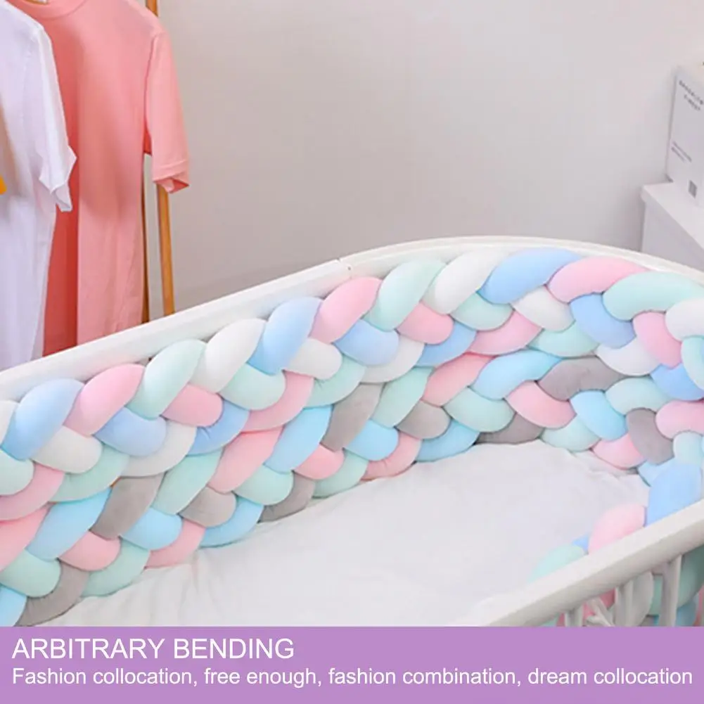 Parachoques plegable trenzado para cuna de bebé, almohadilla protectora suave y colorida, 78,7 pulgadas/200cm
