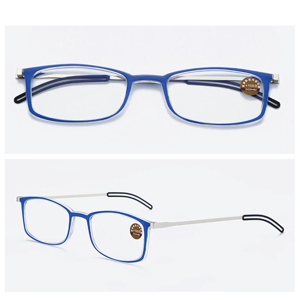 Mai Blume Dünne Blaue Licht Blockieren Lesebrille Brillen Männer Frauen Tragbare Gläser Weitsichtigkeit Mit Telefon Fall + 3,5 + 4 – Detail 11