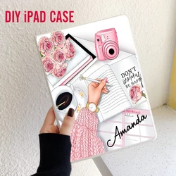 Étui personnalisé pour iPad avec porte-crayon, mode fille, bricolage, Air 4, iPad Pro 2020, 10.5, 10.2, 8, 7e, 12.9, Pro 2018, Mini 4, 5, 6