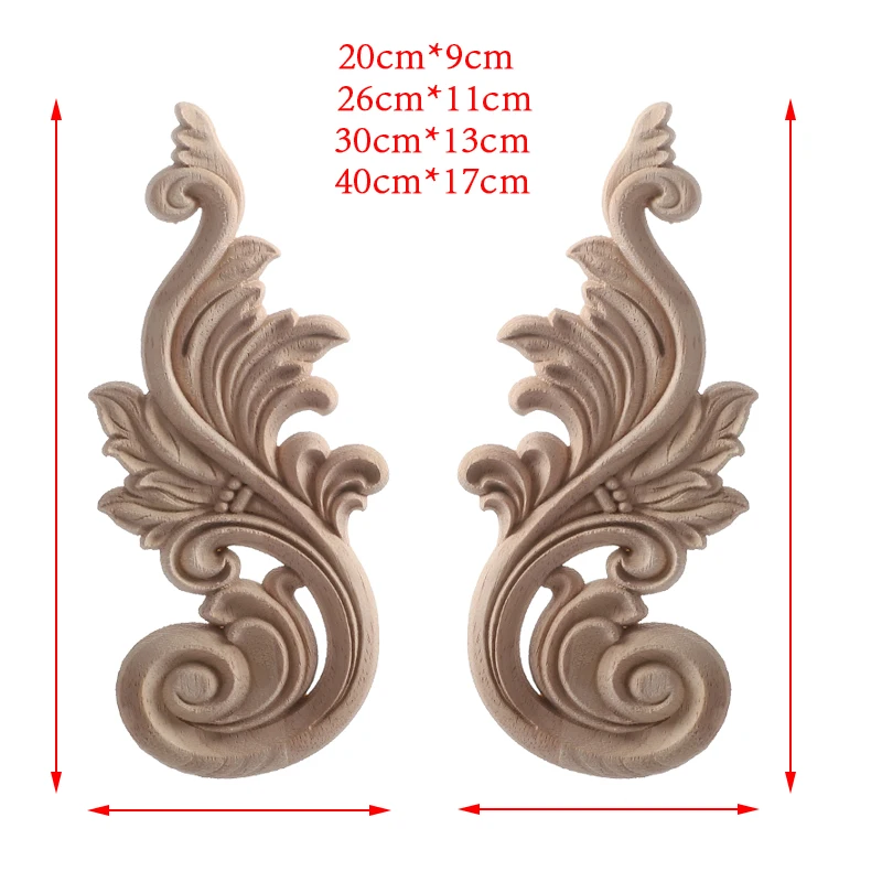 Wood Decal Wood Figurines Wood Applique Onlay Carved Exquisite Unique Crown Wooden Furniture Accessories Decoration Decal