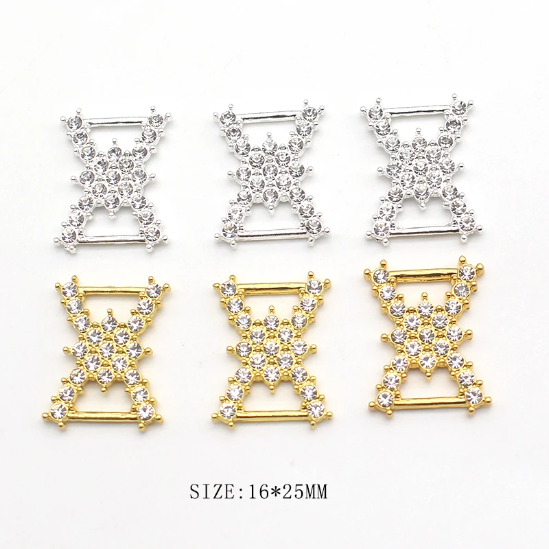 New 10Pcs/Lot 16*25mm Alloy Rhinestones Buckles Jewelry Decoration DIY Sewing Handwork Beautiful Clothing Accessories