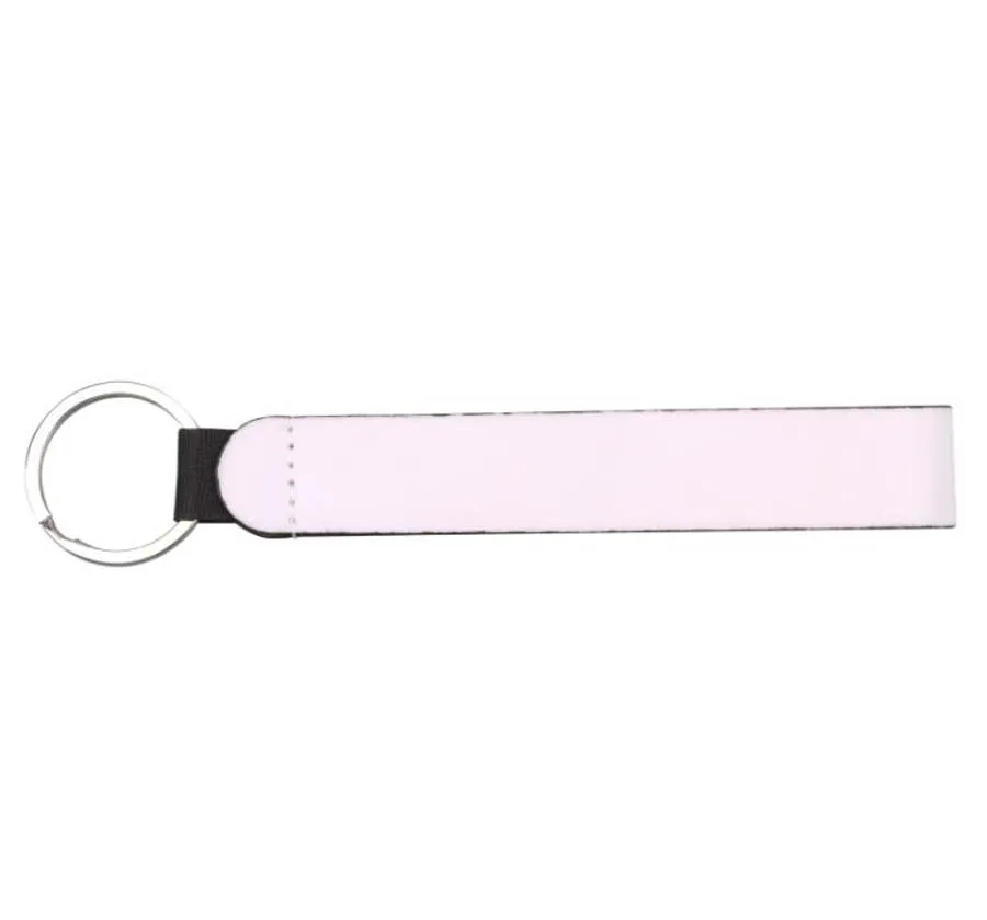 

DHL300pcs Sublimation DIY White Blank PU Leather Long strip Keychain