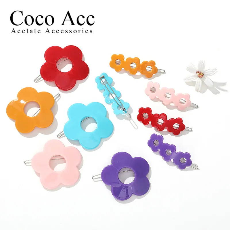 Clearance Sale = candy color acrylic fancy kids girls Daisy flower hair side clips accessories kids baby