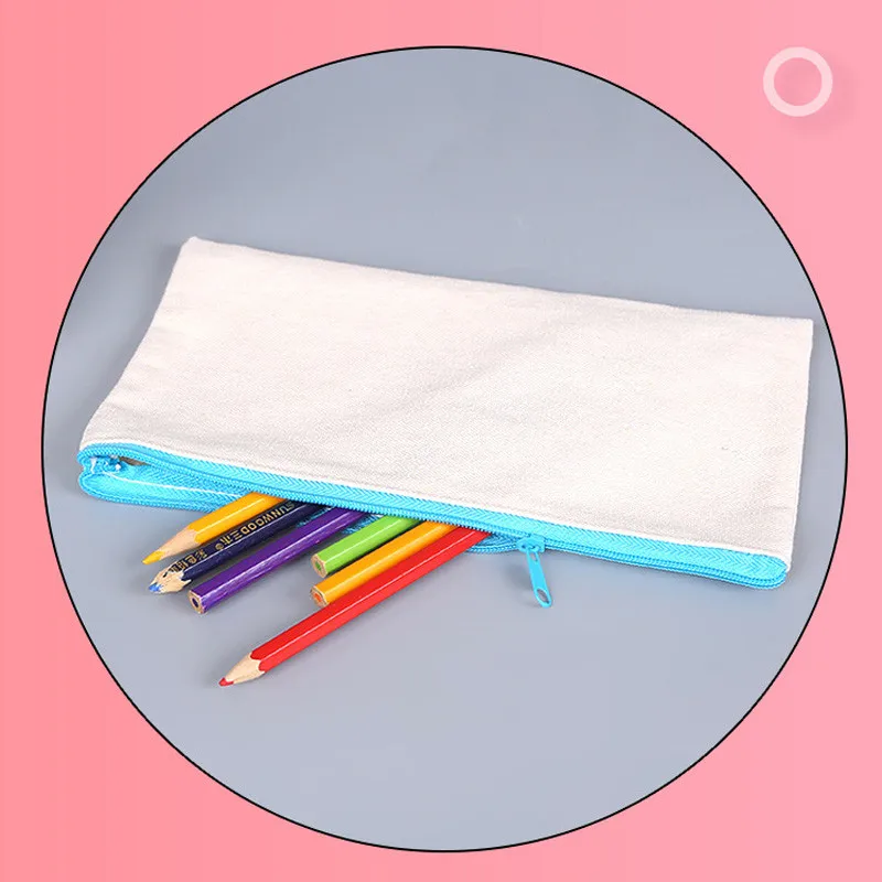 100pcs wholesale blank canvas zipper Pencil cases pen pouches cotton cosmetic Bags makeup bags Mobile phone clutch bag organizer