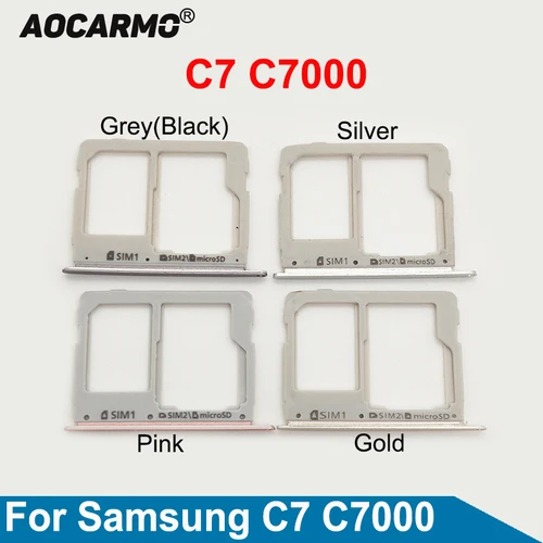 Aocarmo SIM 카드 금속 나노 Sim 트레이 MicroSD 슬롯 홀더 삼성 갤럭시 C7 C7000 교체 부품  Best5