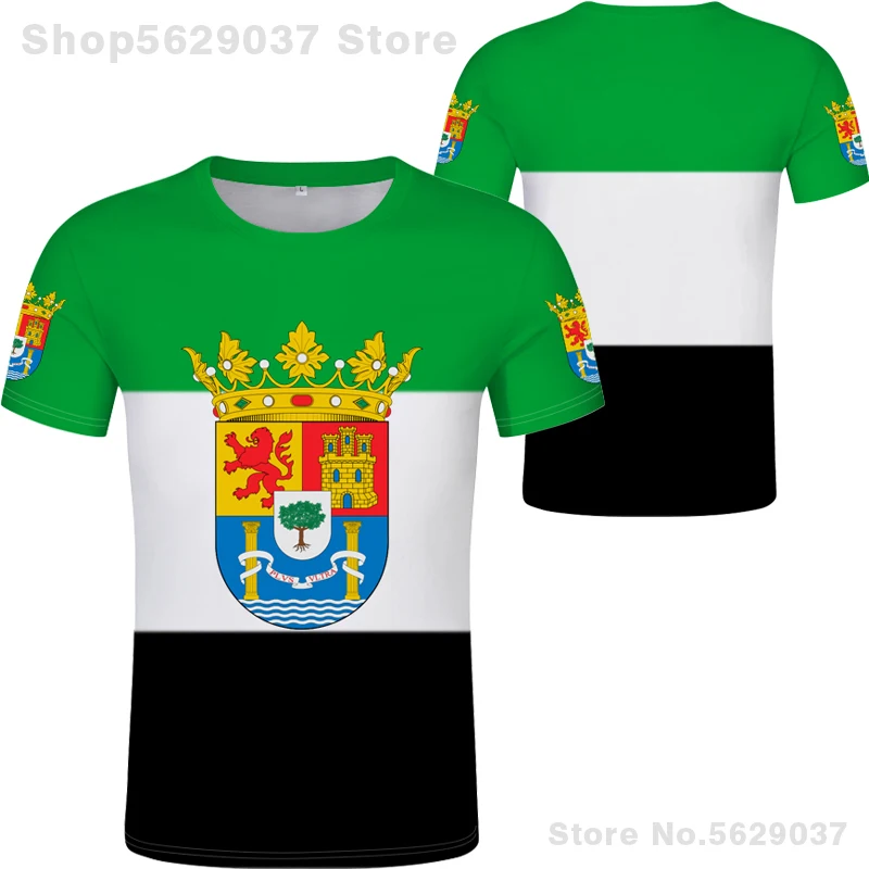 Extremaduraシャツ無料カスタム名番号メリダtシャツ印刷フラグワードplasencia caceres badajoz espanaスペイン服