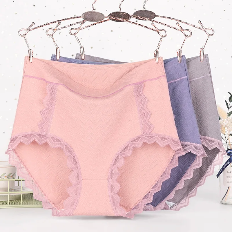3pcs Panties for women  6XL big size fat  pure cotton anti-bacterial high waist for middle-aged and elderly women cotton shorts