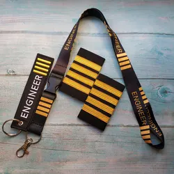 MiFaViPa 3 PCS Engineer Lanyards Epaulets Keychain Fashion Trinket Flight Crew Aviation Gift Key Chain AIRBUS Sleutelhanger