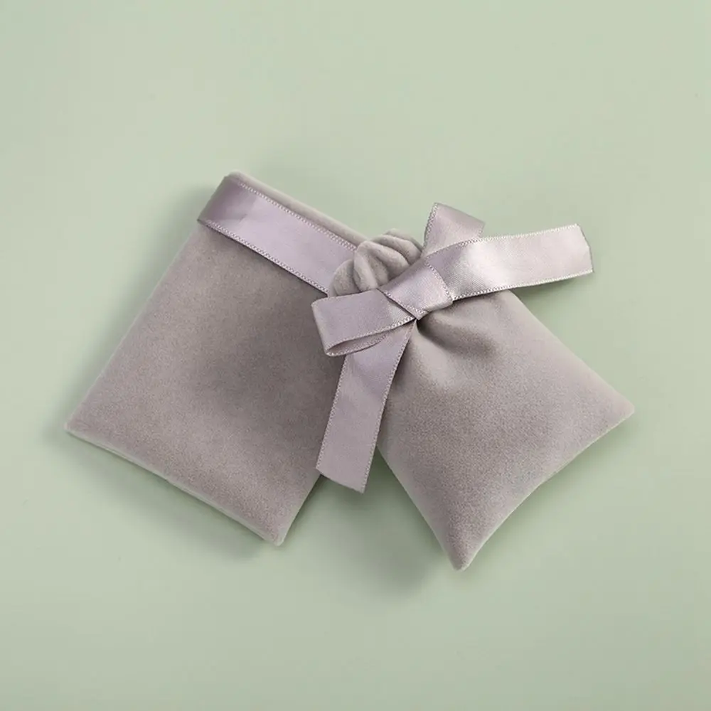 Portable Necklace Wrapping Bag Velvet Storage Pouch Jewelry Packaging Bag Drawstring Pouches Ribbon Flannel Pouches