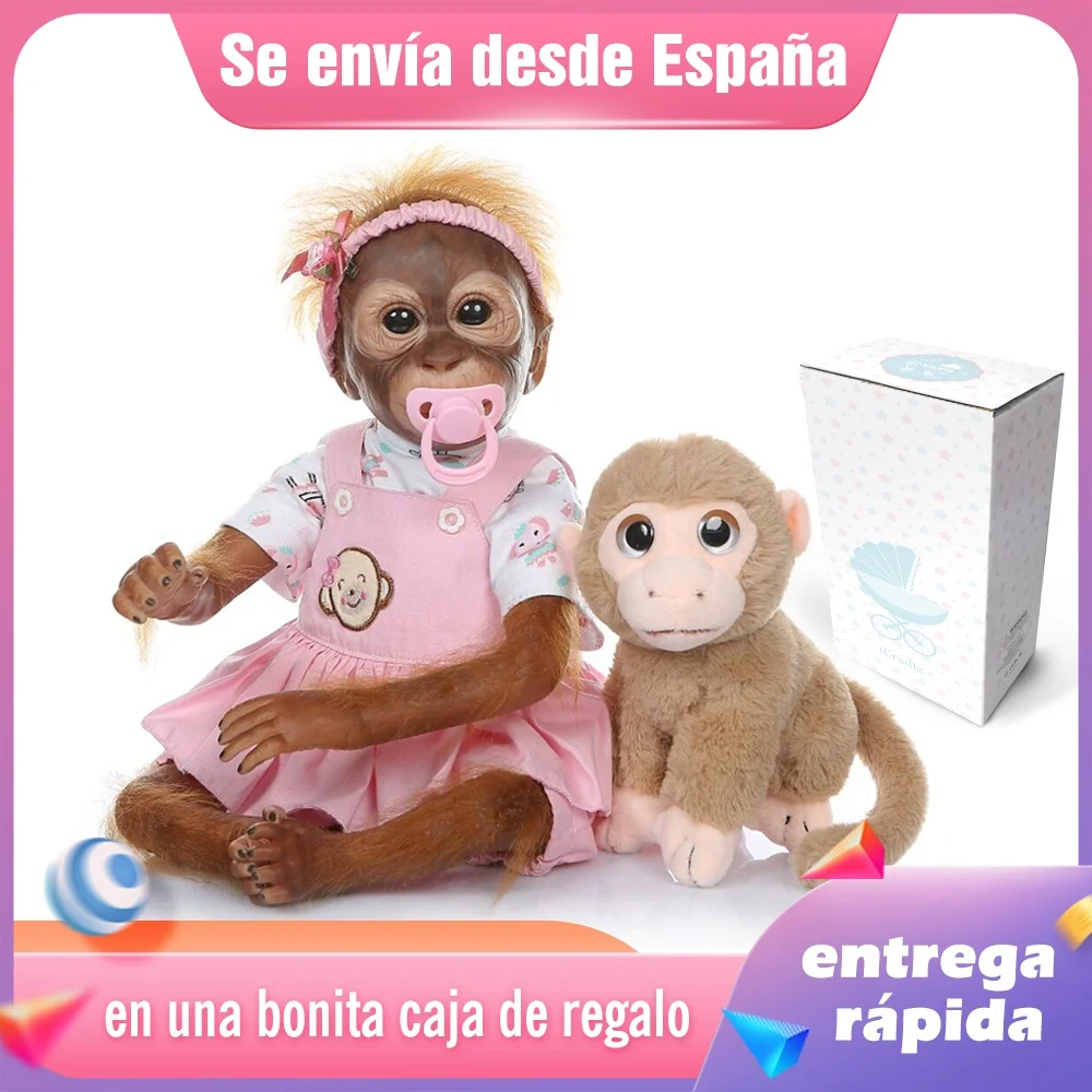 

Handmade Reborn Monkey Doll with Pink Skirt 21 Inch 52CM Collectible Art Doll for Home Decor And Collectors