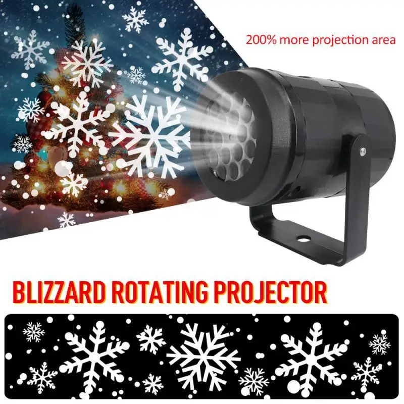 LED Snowflake Light Projector Night Light Outdoor Snowstorm Projection Lamp Home Christmas Atmosphere Festivals Party Decoration