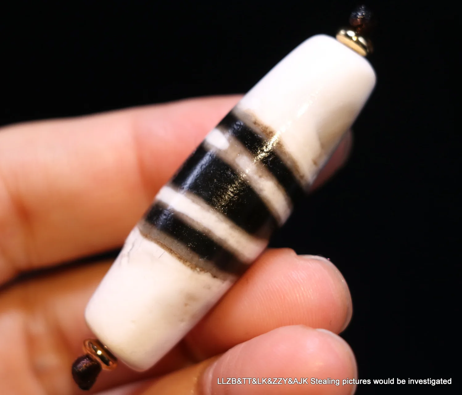 Treasure Magic LKbrother Magic Power Tibetan Top Old Agate 4 Stripes Healer Medicine dZi Bead 5A Pendant FRAJ UP21111A5