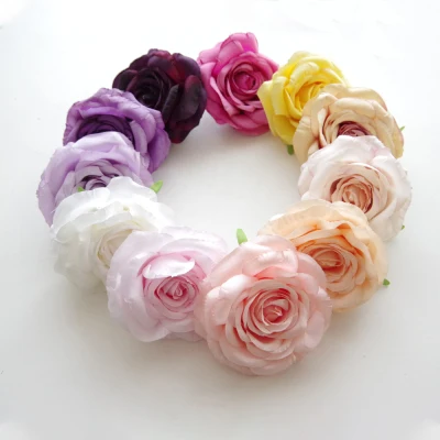 5pcs 12cm 11color Artificial simulation silk rose flower head DIY wedding wall arch decoration wrist flower home accessories