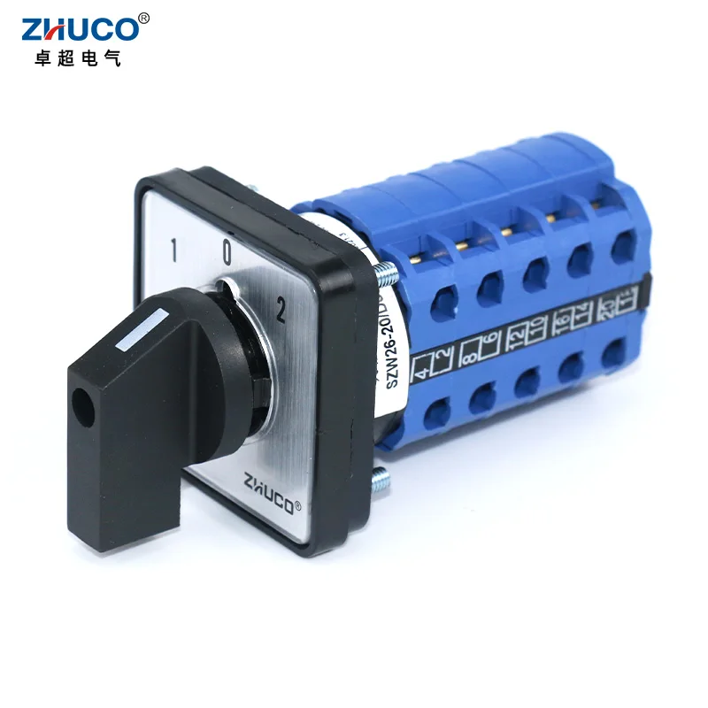 

ZHUCO SZW26/LW26-20 1-0-2 5 Phase 20A 660V Universal Transfer Rotary Switch Changeover Control Switch 64X64 48X48 mm Panel Mount