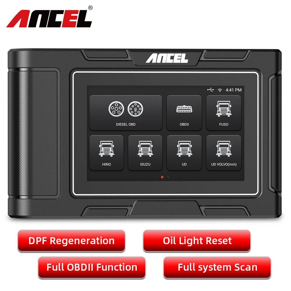 ANCEL HD3200 Truck Diagnostic Scanner HOBD Full System DPF Oil Reset Print Data 12V 24V OBD2 Engine Scan Heavy Duty Trucks Tools